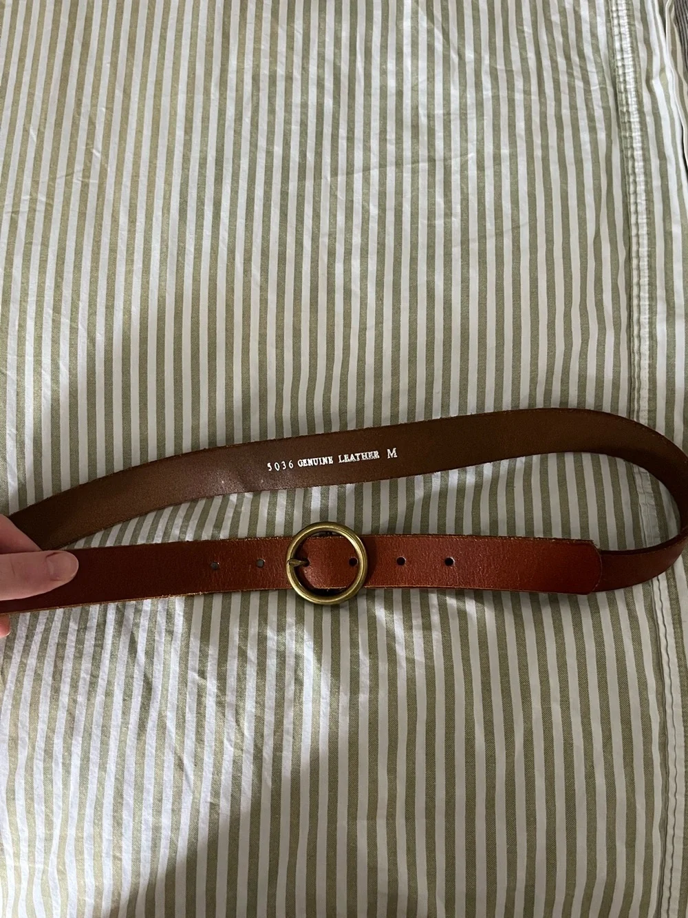 Roolee- Brown Leather Belt with Round Brass Buckle